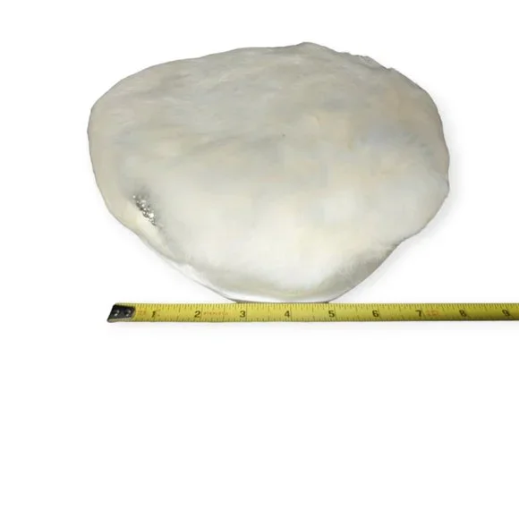 Vintage Ivory Rabbit Fur Pill Box Hat with Rhinestone Accent - Picture 11 of 12